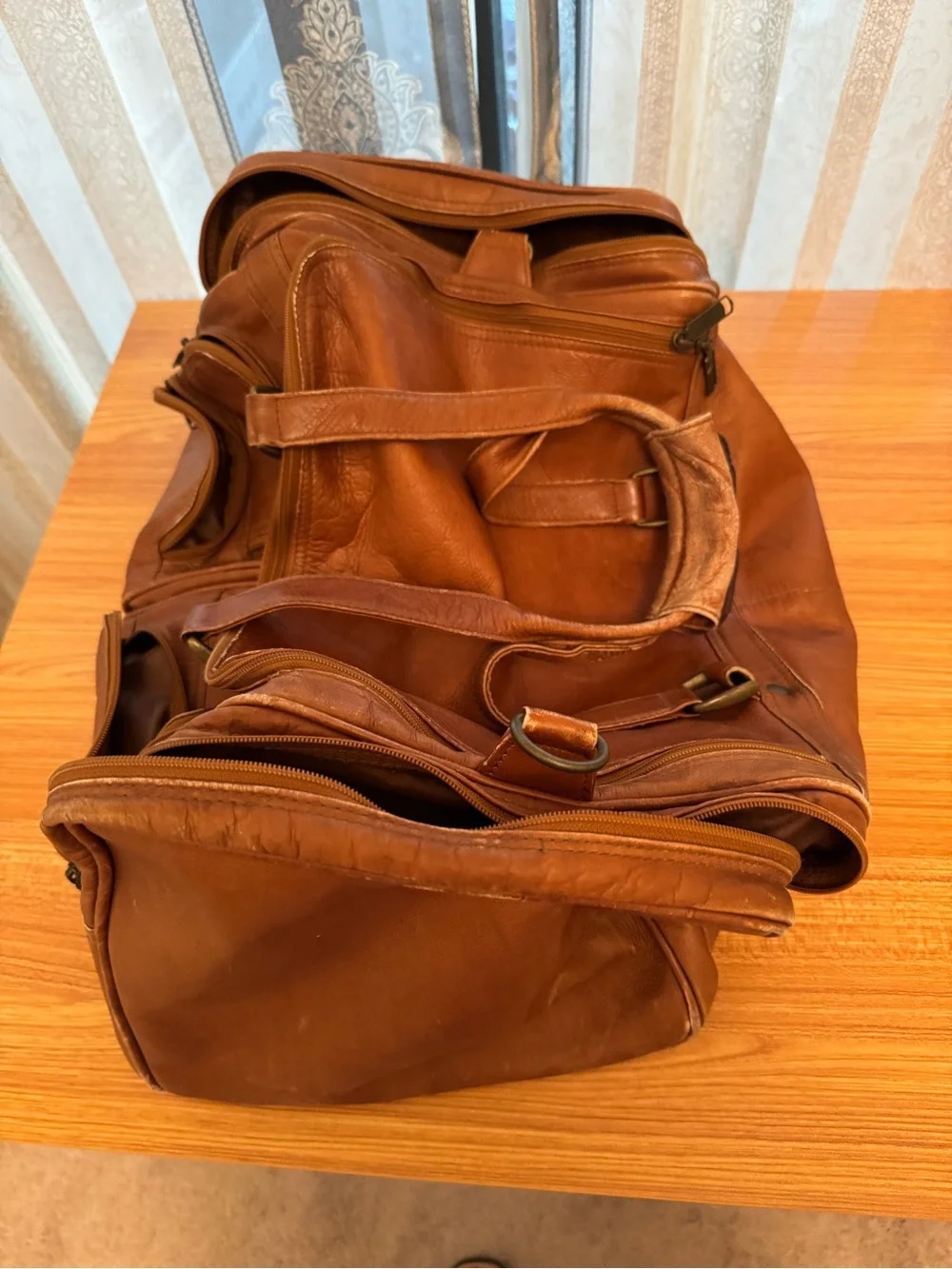 Men's Brown Leather Travel Duffle Bag by Cortez.